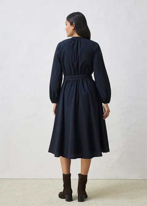 Abito chemisier in misto seta con cintura, bonprix