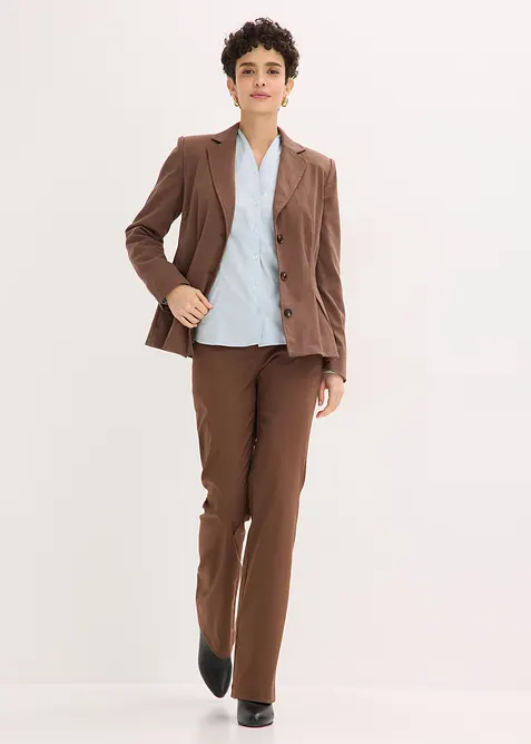 Camicetta in popeline elasticizzato e leggermente trasparente con colletto dritto, bonprix