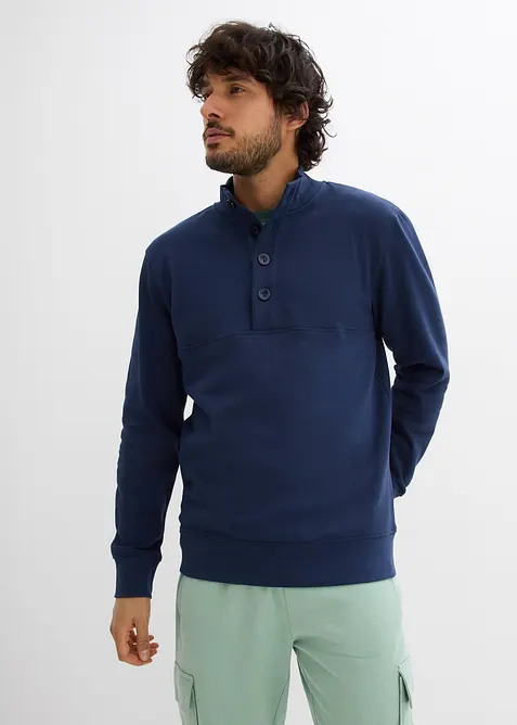 Felpa in puro cotone biologico con abbottonatura, bonprix