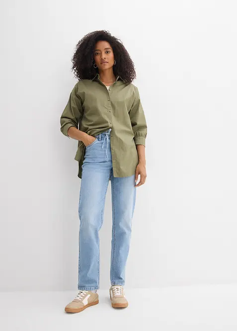 Jeans straight loose fit, vita media, bonprix