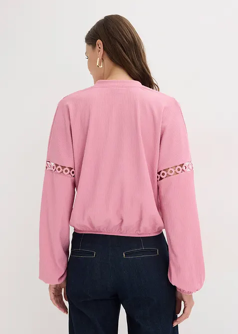 Maglia a maniche lunghe in cr&ecirc;pe operato, bonprix