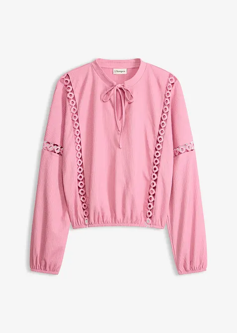 Maglia a maniche lunghe in cr&ecirc;pe operato, bonprix