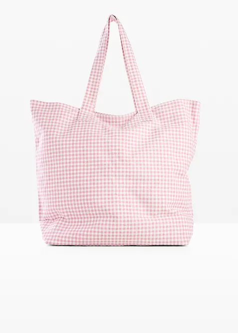 Borsa shopper in tela con quadretti Vichy stampati, bonprix