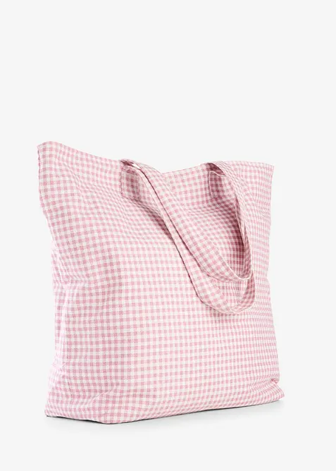 Borsa shopper in tela con quadretti Vichy stampati, bonprix
