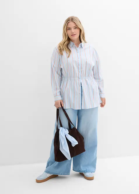 Camicia in popeline di cotone elasticizzato, bonprix