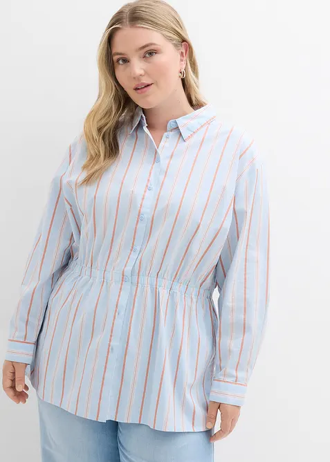 Camicia in popeline di cotone elasticizzato, bonprix