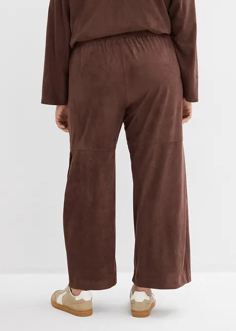 Pantaloni in similpelle scamosciata con elastico in vita, bonprix
