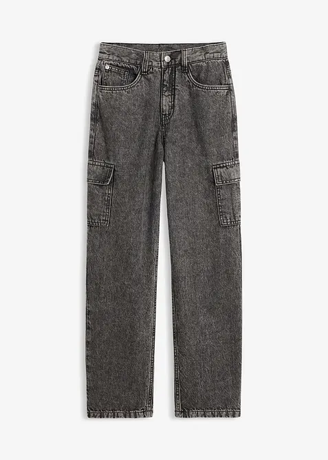 Jeans cargo loose fit con vita regolabile, straight, bonprix