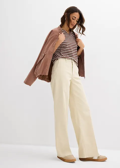 Pantaloni in twill a vita alta, bonprix