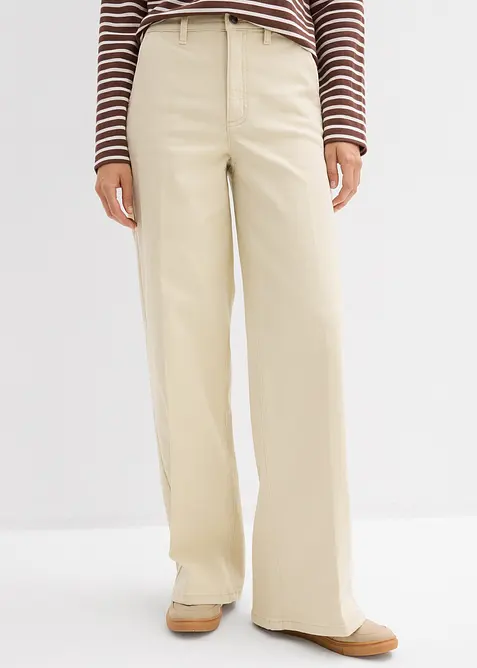 Pantaloni in twill a vita alta, bonprix