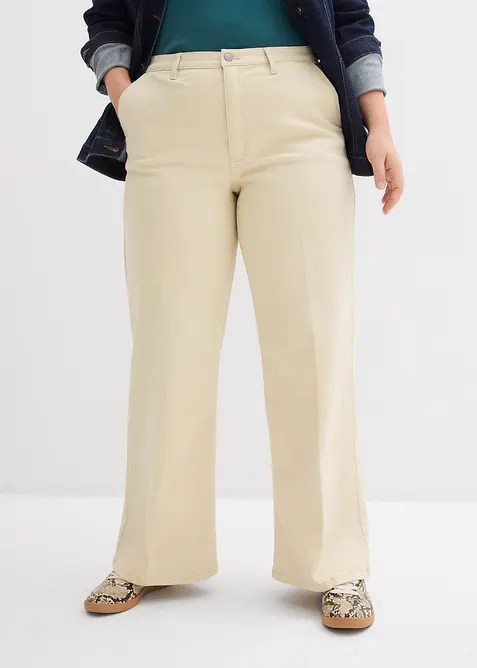 Pantaloni in twill a vita alta, bonprix