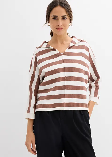 Maglione oversize in filato fine misto cotone, bonprix