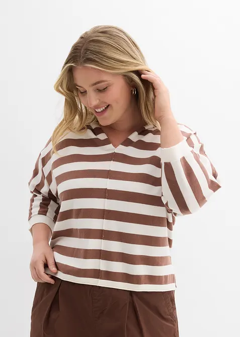 Maglione oversize in filato fine misto cotone, bonprix