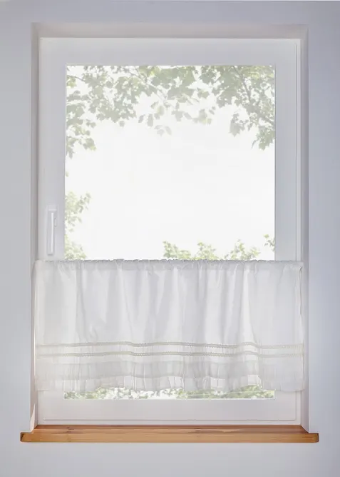 Tenda a vetro in cotone biologico con ruches, bonprix