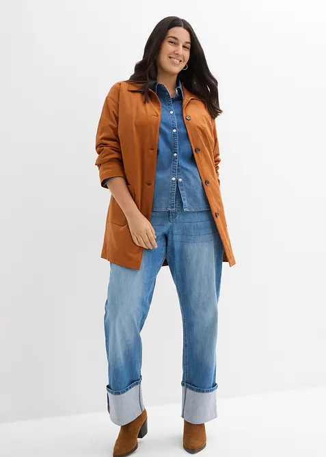 Jeans straight loose fit, vita alta, bonprix