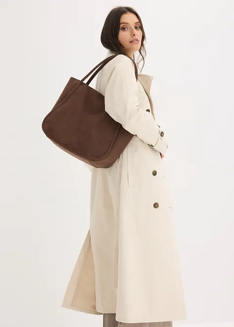 Borsa shopper effetto scamosciato, bonprix