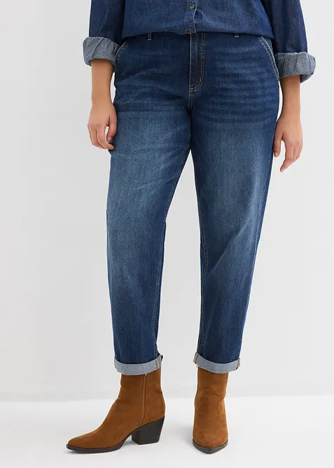 Jeans boyfriend con elastico in vita, vita media, bonprix