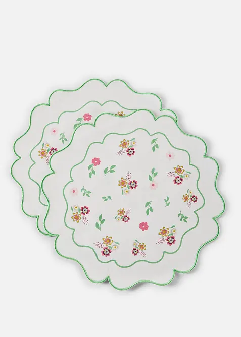 Tovagliette americane rotonde con ricami (pacco da 2), bonprix