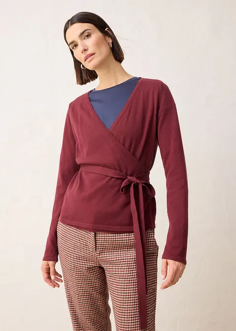 Cardigan incrociato con lana merino, bonprix