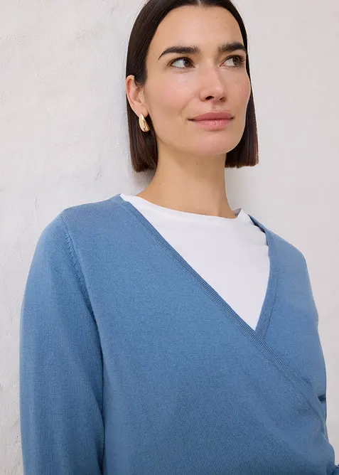 Cardigan incrociato con lana merino, bonprix