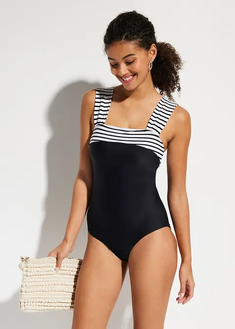 Costume intero con effetto modellante medio e spalline larghe, bonprix