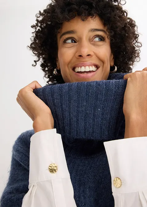 Maglione stile poncho con percentuale di lana, bonprix