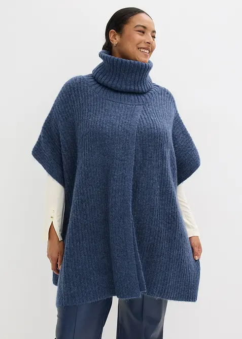 Maglione stile poncho con percentuale di lana, bonprix