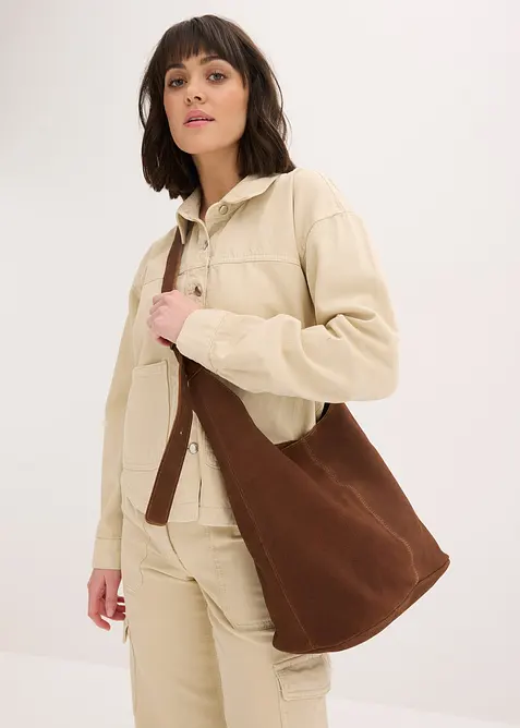 Borsa a sacco in similpelle scamosciata, bonprix