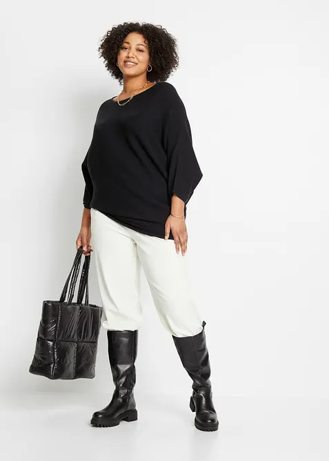 Maglione oversize a costine in misto viscosa, bonprix