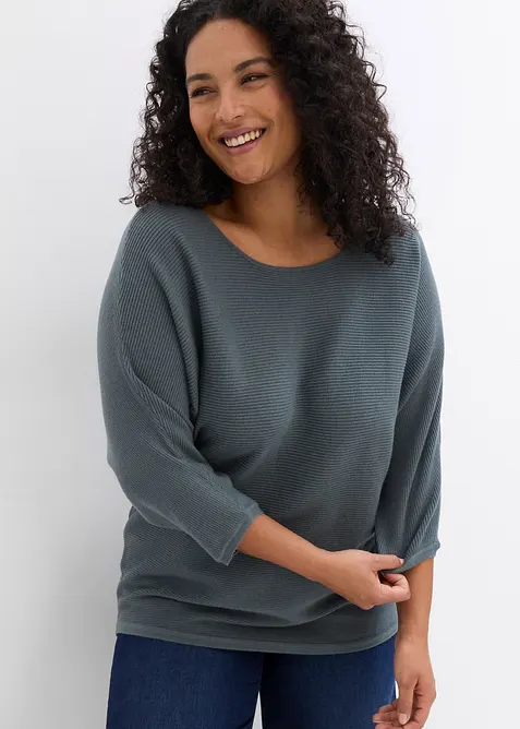 Maglione oversize a costine in misto viscosa, bonprix