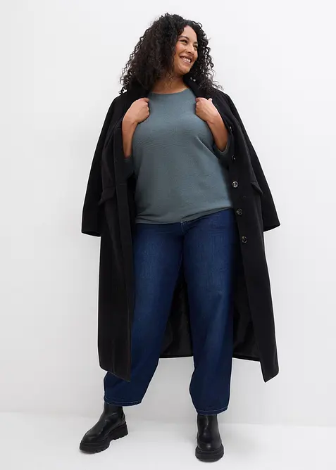 Maglione oversize a costine in misto viscosa, bonprix