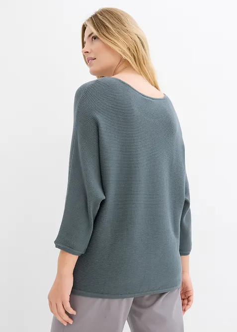 Maglione oversize a costine in misto viscosa, bonprix