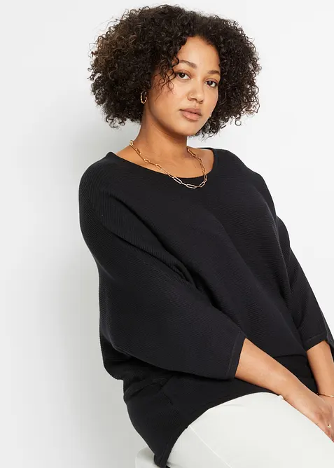 Maglione oversize a costine in misto viscosa, bonprix