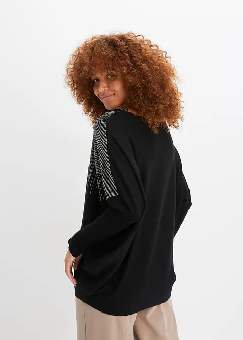 Maglione in filato fine con strass, bonprix