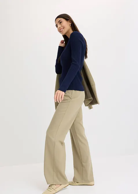 Maglione a coste in misto viscosa, bonprix