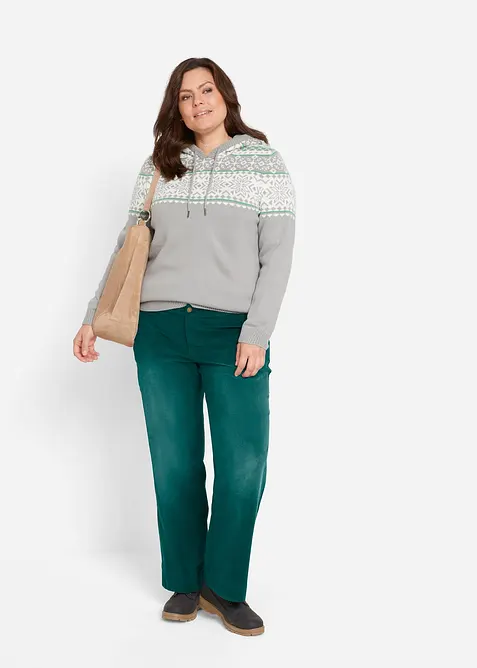 Pantaloni di velluto a coste elasticizzato, wide leg, bonprix