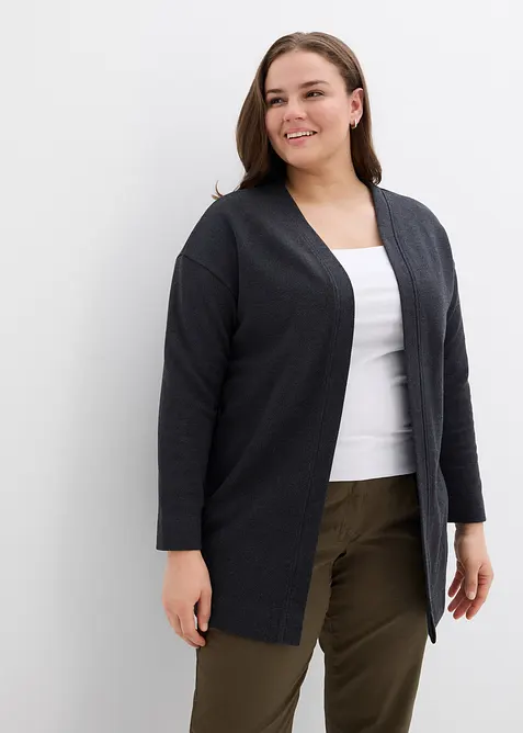 Cardigan lungo in morbida felpa di misto cotone, bonprix