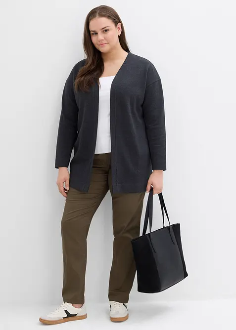 Cardigan lungo in morbida felpa di misto cotone, bonprix