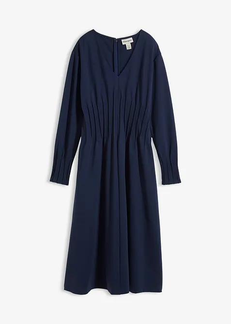 Abito comodo in misto viscosa con pieghe decorative, bonprix