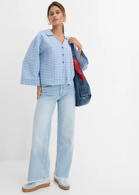 Jeans wide leg, a vita alta, bonprix