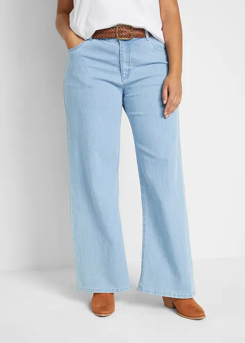 Jeans wide leg elasticizzati, vita media, bonprix
