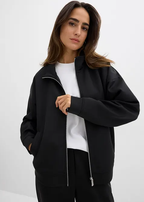 Giacca con zip in tessuto effetto neoprene, bonprix