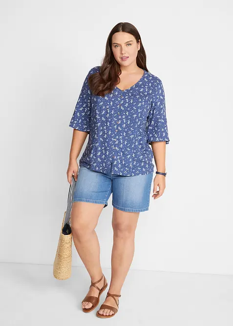 Shorts di jeans slim fit, vita media (pacco da 2), bonprix