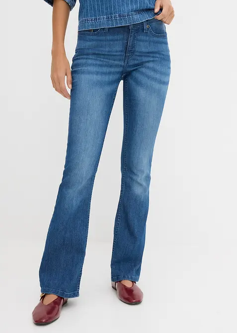 Jeans bootcut elasticizzati, vita media, bonprix