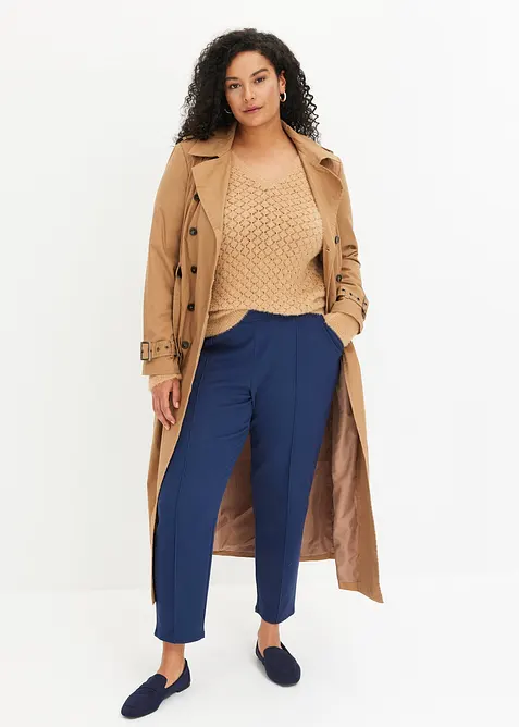 Pantaloni in jersey con elastico in vita e piega cucita, bonprix