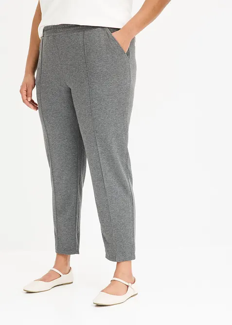 Pantaloni in jersey con elastico in vita e piega cucita, bonprix