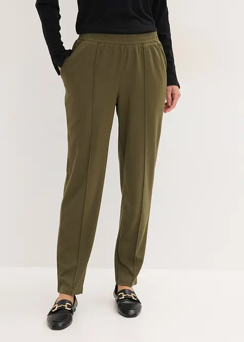 Pantaloni in jersey con elastico in vita e piega cucita, bonprix
