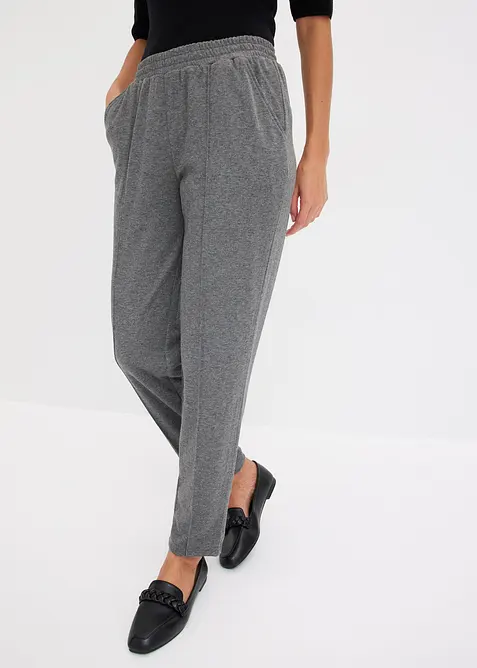 Pantaloni in jersey con elastico in vita e piega cucita, bonprix