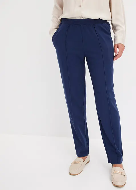 Pantaloni in jersey con elastico in vita e piega cucita, bonprix