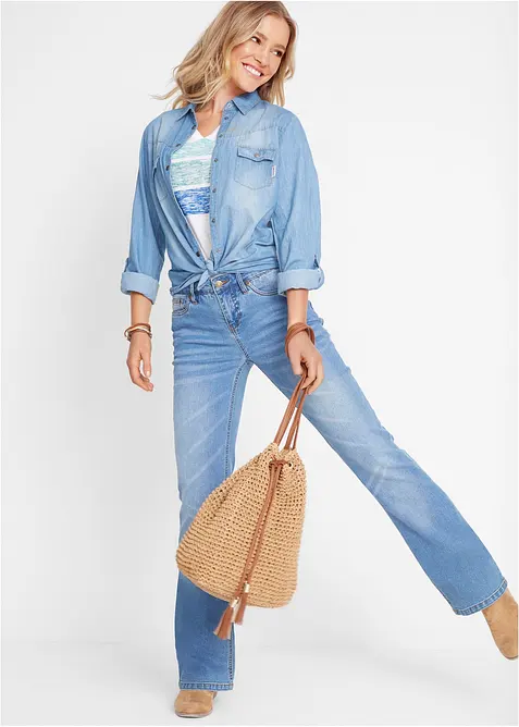 Jeans bootcut elasticizzati confortevoli, vita media, bonprix